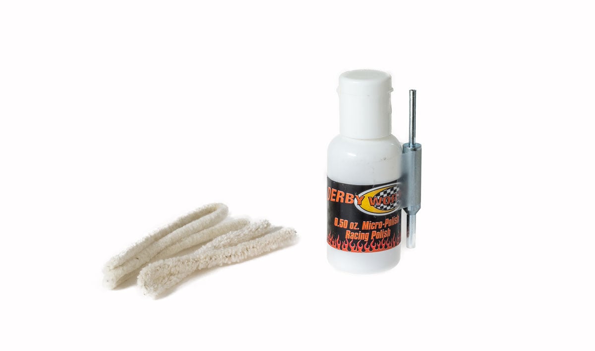 Pro Bore Polisher - This tool eliminates plastic debris, minimizes flaws and polishes to high shine to improve the speed of your car by reducing friction inside the wheel bore