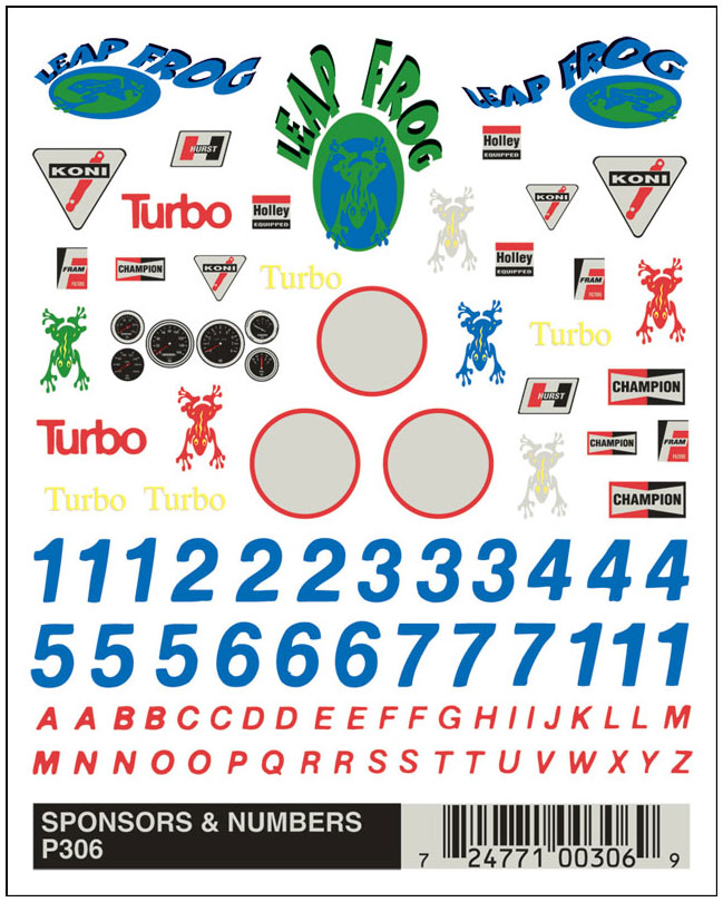 Sponsors & Numbers - Apply Dry Transfer Decals by rubbing with a dull pencil or burnisher