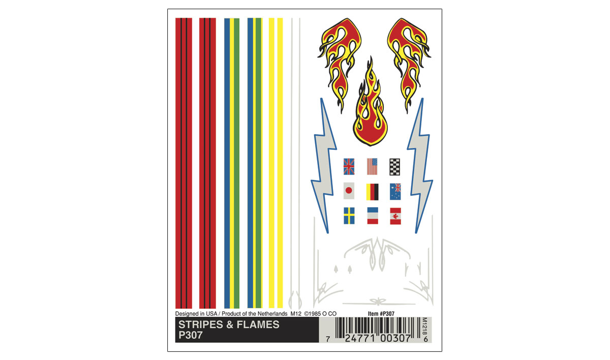 Stripes & Flames - Apply Dry Transfer Decals by rubbing with a dull pencil or burnisher