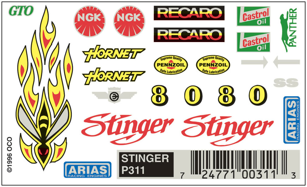 Stinger   - Apply Dry Transfer Decals by rubbing with a dull pencil or burnisher