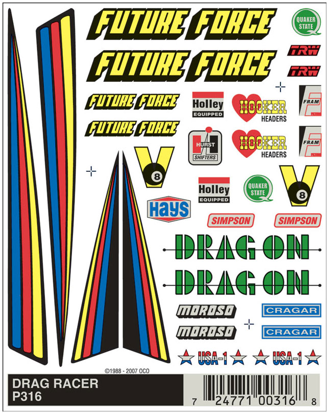 Drag Racer  - Apply Dry Transfer Decals by rubbing with a dull pencil or burnisher