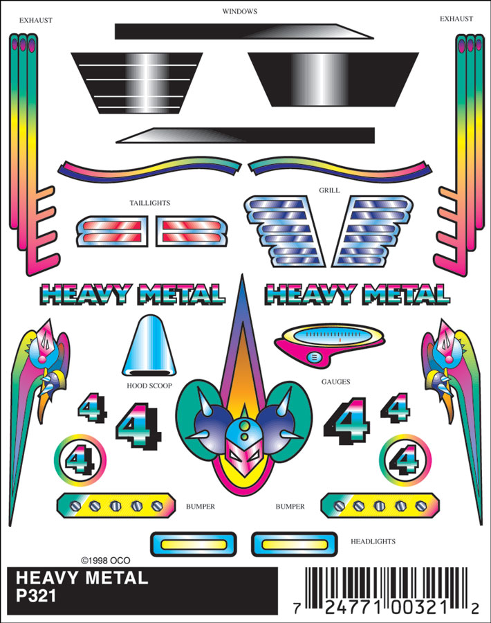 Heavy Metal  - Turn heads by applying Stick-On Decals to your racer