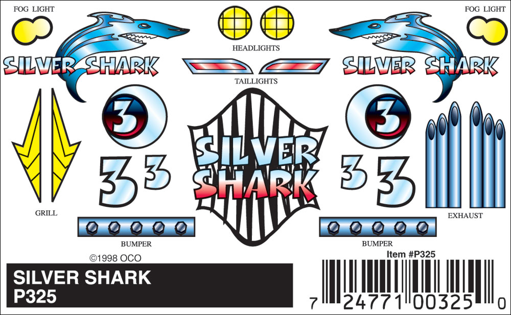 Silver Shark  - Turn heads by applying Stick-On Decals to your racer