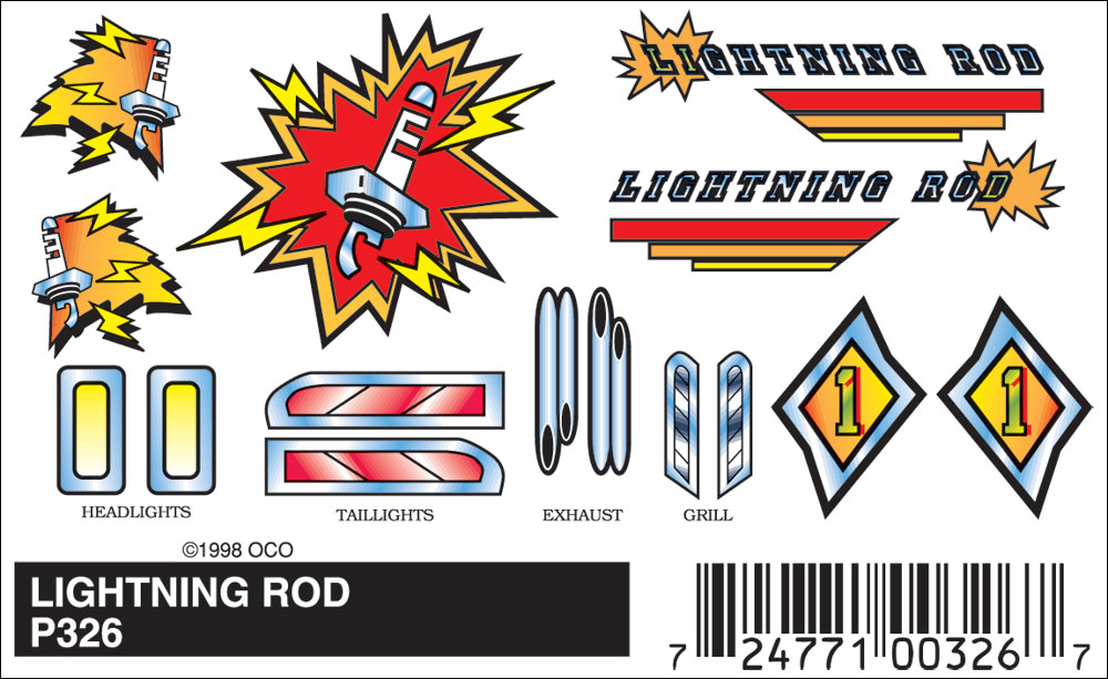 Lightning Rod  - Turn heads by applying Stick-On Decals to your racer