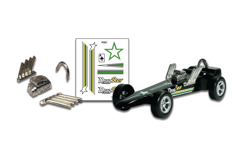 Drag Star - Custom Parts with Decals contain lead-free castings and Dry Transfer Decals