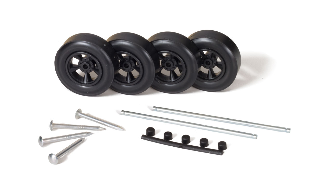 Racing Wheels - Set of wheels, lead-free axles and hubcaps
