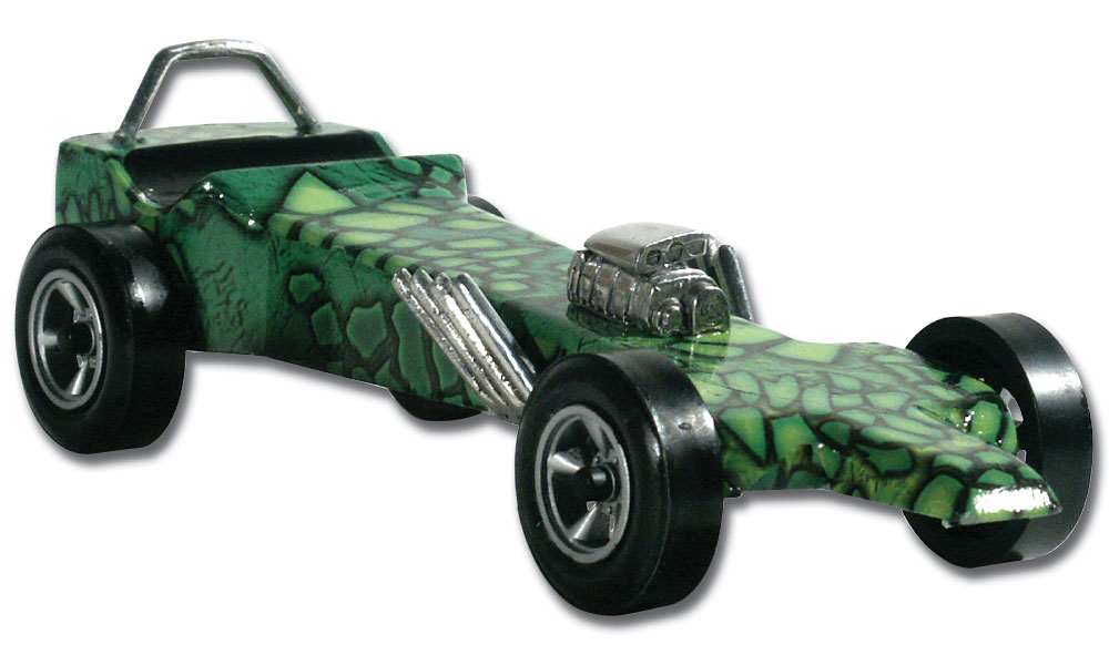 Body Skin<sup>®</sup> - Gator - Like the strong jaws of a gator, you'll crush the competition in style! Apply Custom Body Skins&reg; to your PineCar Racer or Sailboat Racer quickly and easily with a wet sponge