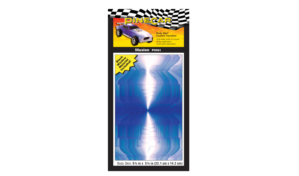 Body Skin<sup>®</sup> - Illusion - Leave the competition dazed and confused! Apply Custom Body Skins&reg; to your PineCar Racer or Sailboat Racer quickly and easily with a wet sponge
