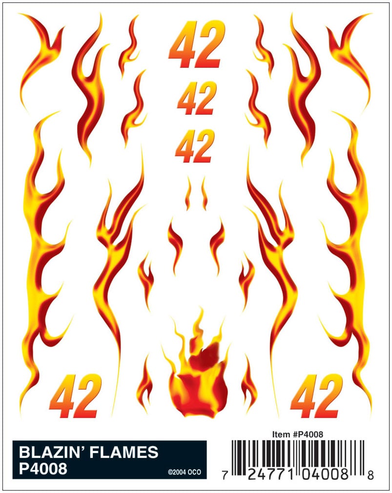 Blazin' Flames - Apply Dry Transfer Decals by rubbing with a dull pencil or burnisher