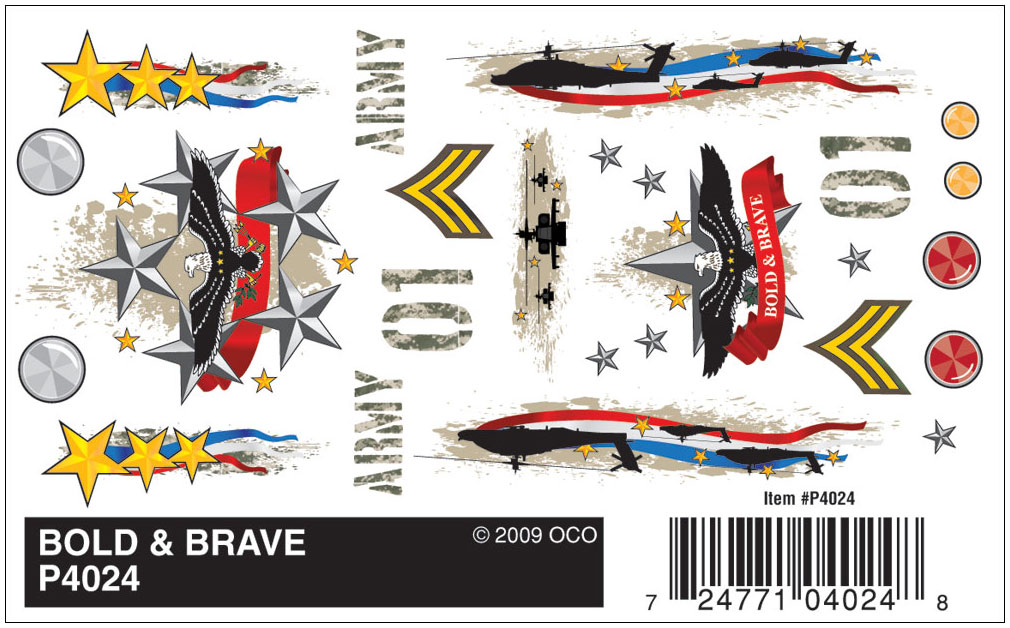 Bold & Brave  - Apply Dry Transfer Decals by rubbing with a dull pencil or burnisher