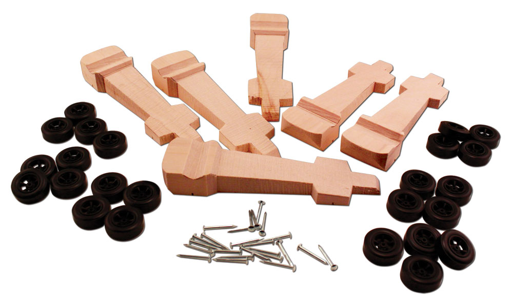 6-Pack Dragster Pre-Cut Kit - Pack includes enough wood Pre-cuts, wheels and nail-type axles to complete six PineCar Racers&reg;