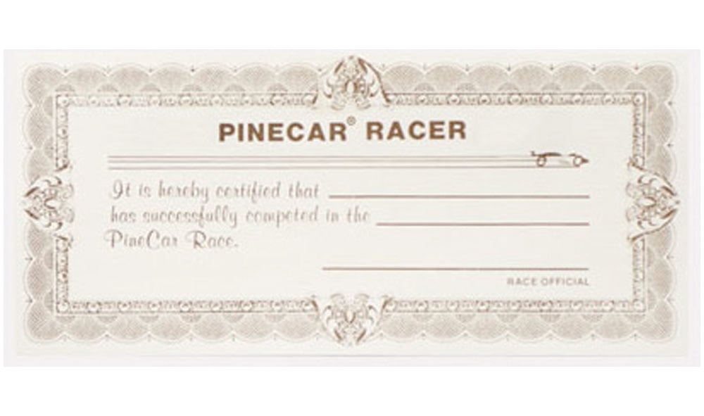 PineCar Derby<sup>®</sup> Certificate (Pkg 25) - Special certificates to show your participants competed in the PineCar&reg; Race!