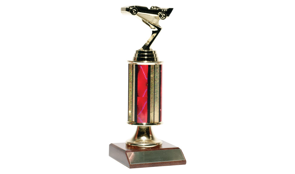 8-inch PineCar Trophy-Second Place - Get this 8" Second Place Trophy for the winners of your PineCar Derby! The trophy includes a brass-plated label for engraved personal information