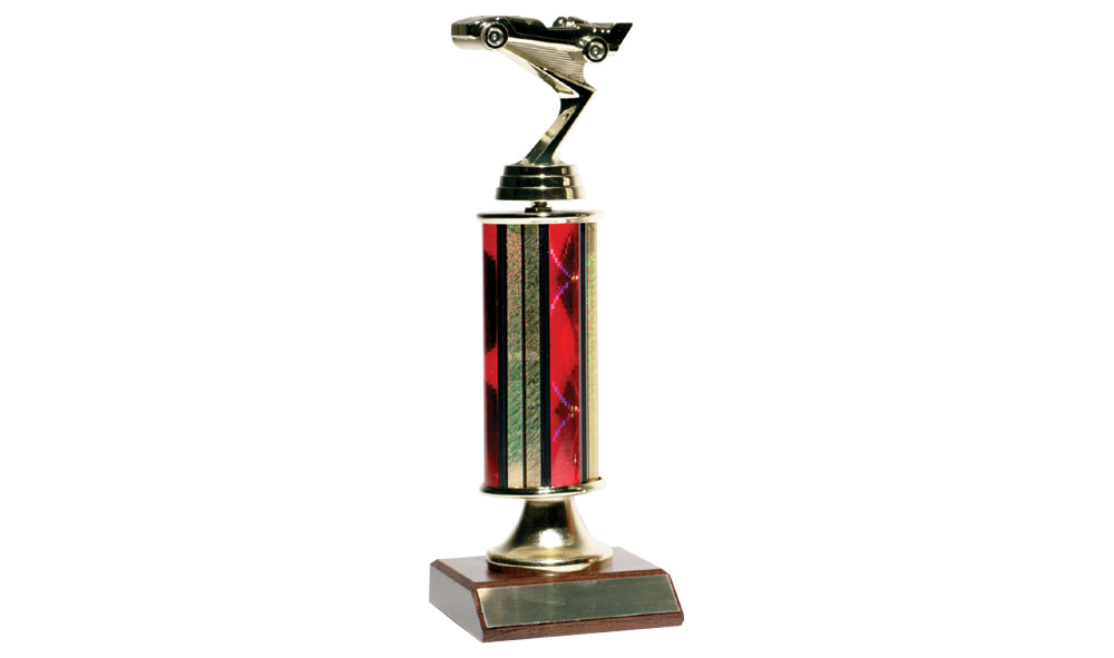9-inch PineCar Trophy-First Place - Get this 9" First Place Trophy for the winners of your PineCar Derby! The trophy includes a brass-plated label for engraved personal information