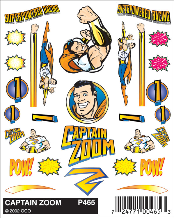Captain Zoom  - Turn heads by applying Stick-On Decals to your racer