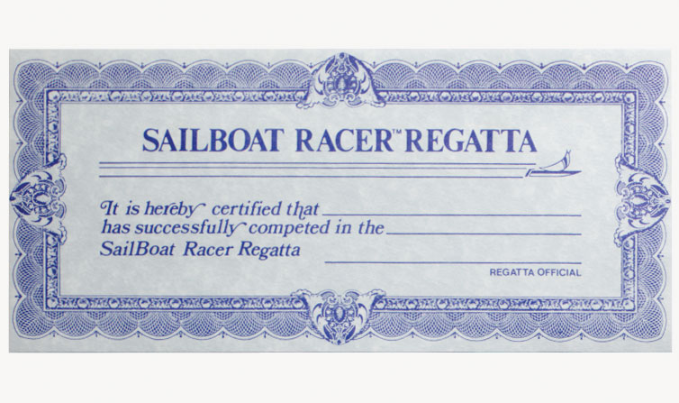 SailBoat Racer<sup>®</sup> Regatta Certificates