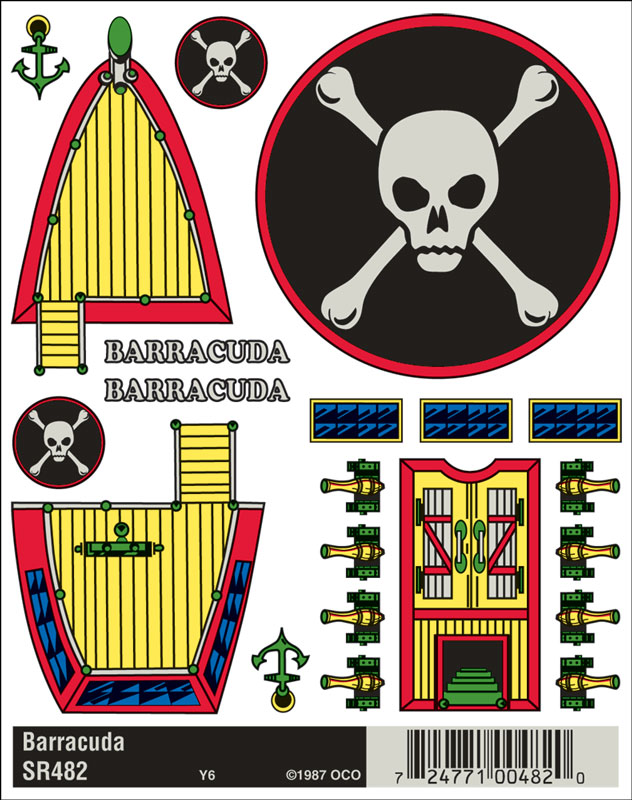 Barracuda - Decals come in bright, nautical colors and are designed to fit hulls, decks and sails of SailBoat Racers