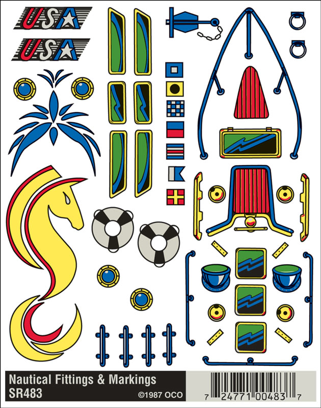 Fittings & Markings - Decals come in bright, nautical colors and are designed to fit hulls, decks and sails of SailBoat Racers